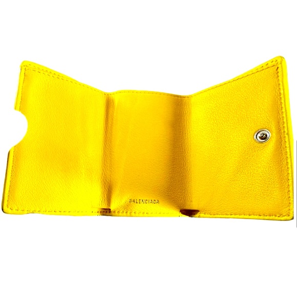 Balenciaga Paris Papier Mini Wallet in Neon Yellow Leather - EUC - Picture 10 of 14